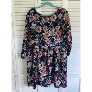 Floral 3/4 Sleeve Dress